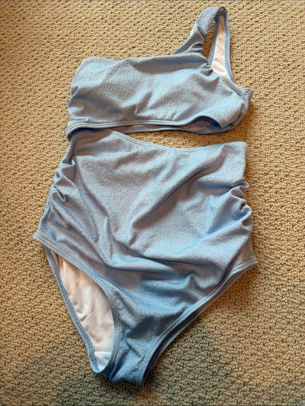 Pink blush blue one shoulder maternity swimsuit